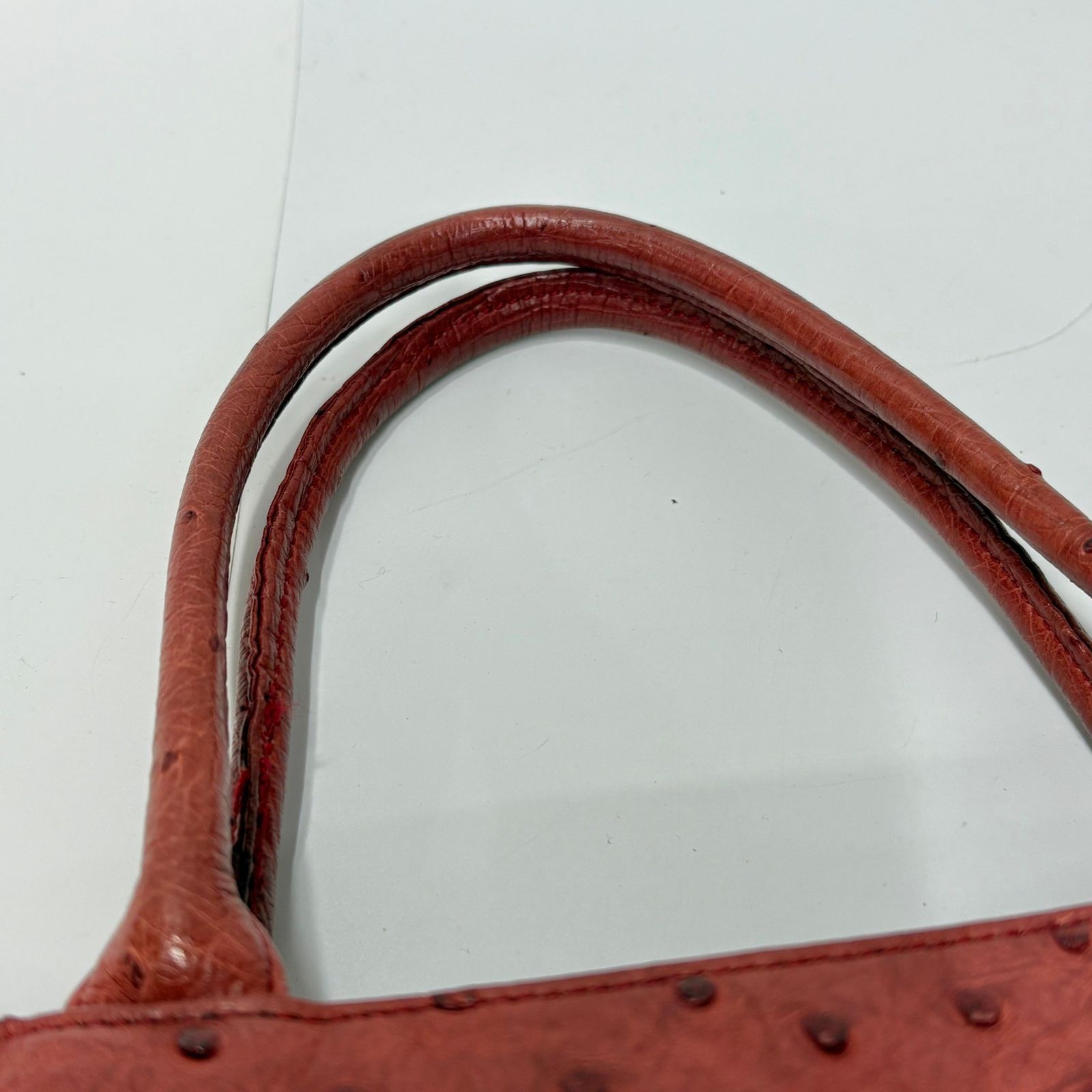 ☆-35 良品 JRA認証マーク オーストリッチ ハンドバッグ ピンク系 JRA 
