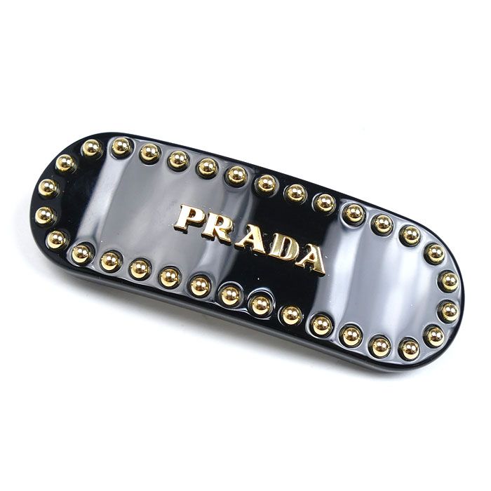 PRADA プラダ プラスチック 真鍮 ロゴ プレックス ヘアクリップ