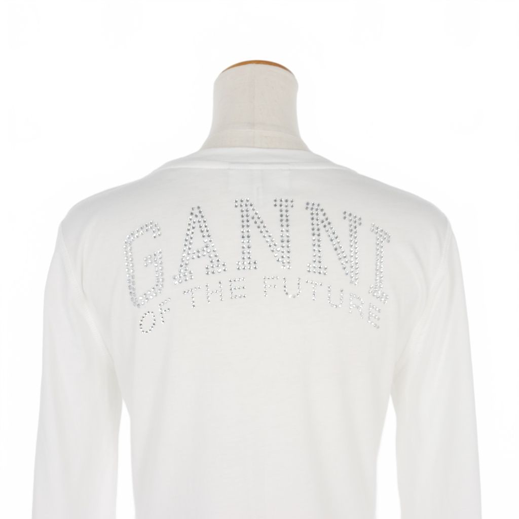 ガニー GANNI TEE RHINSTONE L/S バック ラインストーン カットソー  