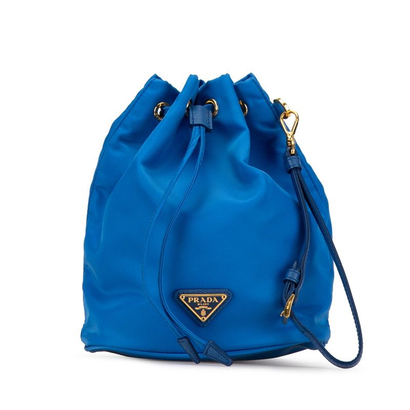 プラダ PRADA 三角プレート ナイロン ポーチ ブルー プラダ 三角