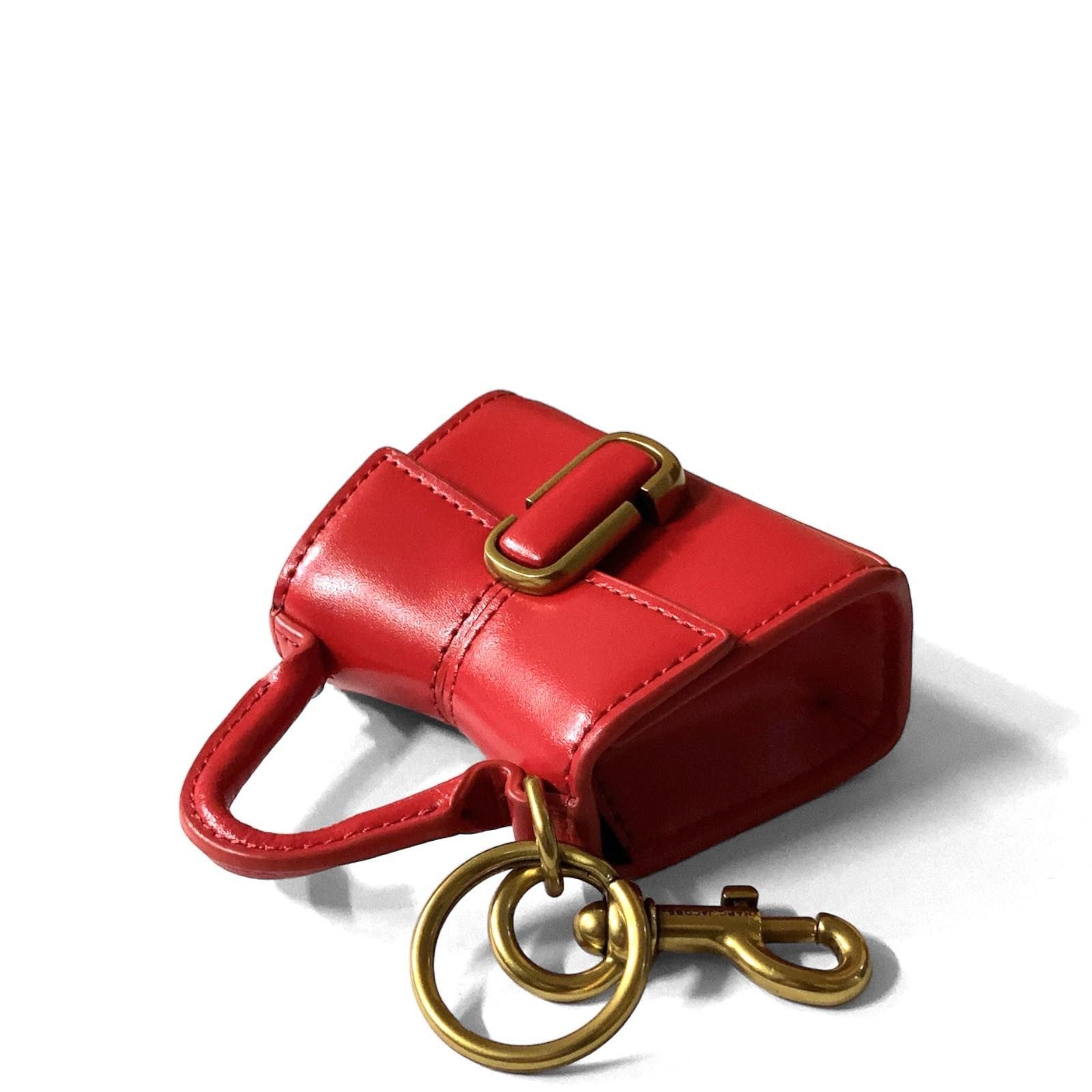 【美品】MARC JACOBS マーク ジェイコブス THE NANO ST. MARC TOP HANDLE CHARM チャーム 小物入れ 牛床革 トゥルーレッド