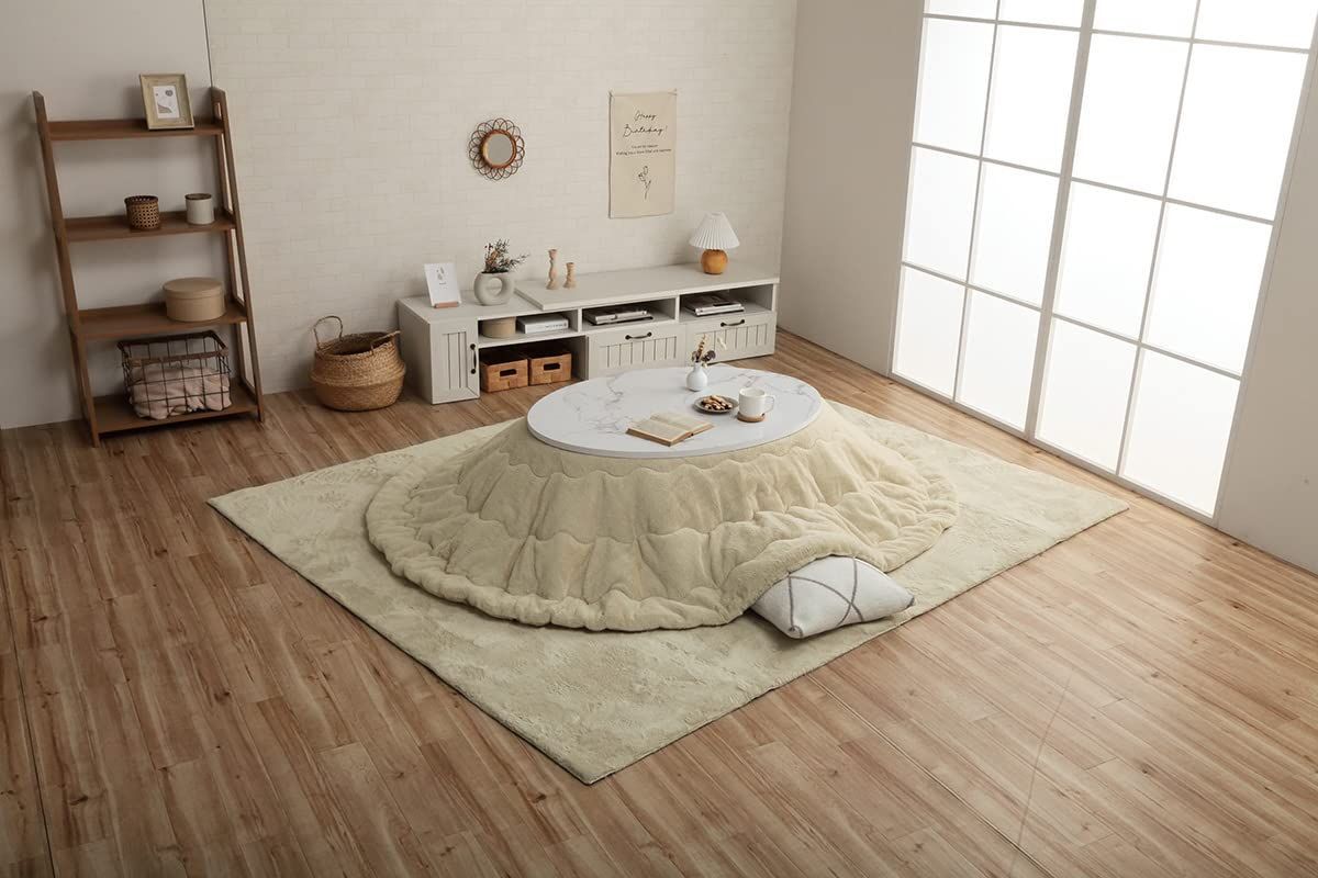 在庫セール イケヒコ こたつ 布団 楕円形 ラピアス ミルキーベージュ 約185×225cm楕円形 無地 やわらか ふかふか フェミニン 6842689