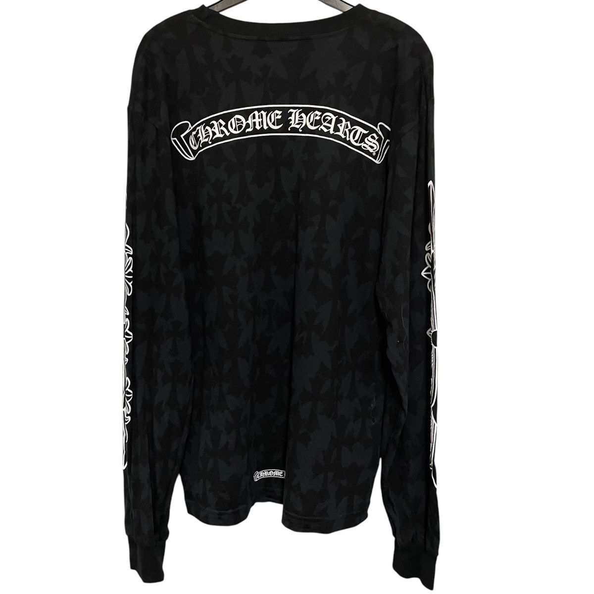 CHROME HEARTS クロムハーツ 長袖Tシャツ セメタリークロス M クロムハーツロングTシャツグリーンセメタリークロスホワイト
