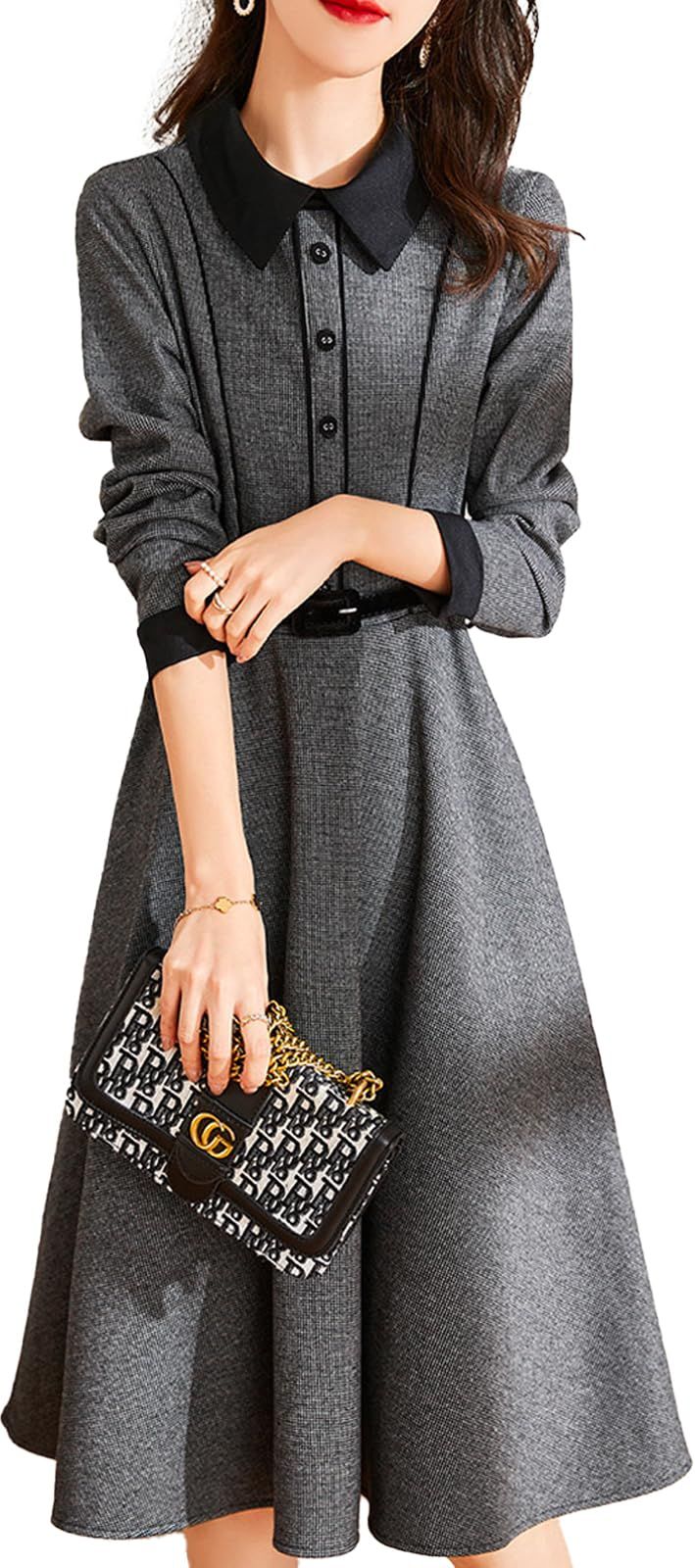 マリアマーファ モノトーン シャツ ワンピース きれいめ シャツワンピ 上品 長袖 秋 冬 オフィス オフィスカジュアル おしゃれ オシャレ お洒落 エレガント 体型カバー 女子アナ ミディアム 丈 デート服 旅行 細身え 楽ちん ウエストリボン付き デー