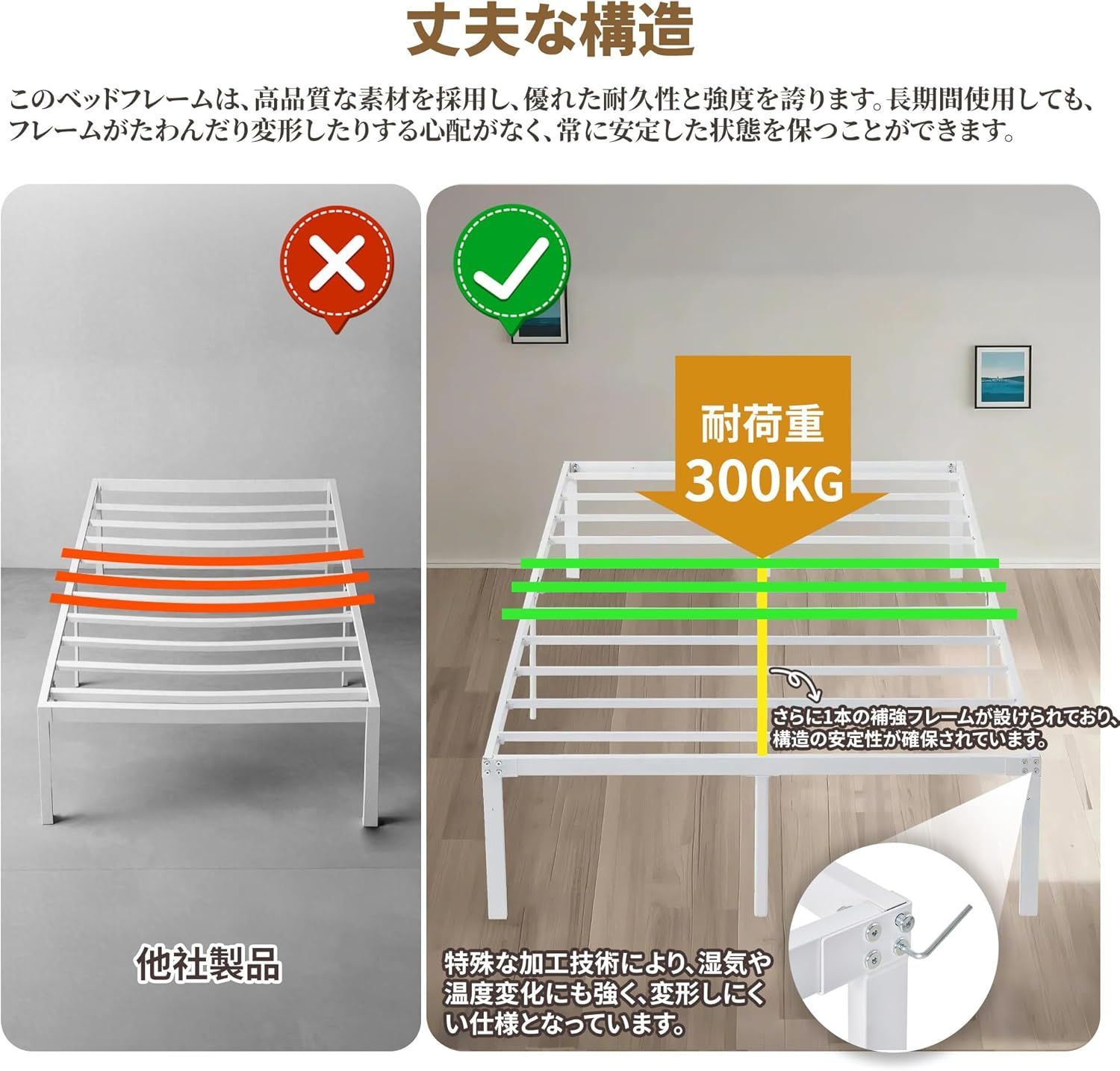 VECELO ベッド ベッドフレーム セミダブル 単品 ベッドフレーム