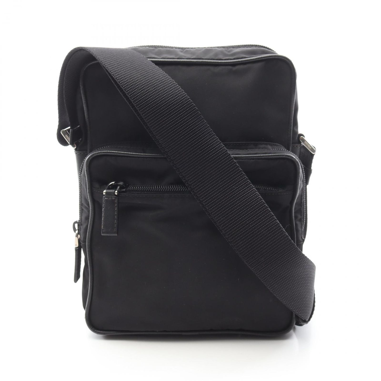 プラダ PRADA ショルダーバッグ VIAGGIO V406 ブラック ナイロン サフィアーノレザー ショルダーバッグ レディース Used C