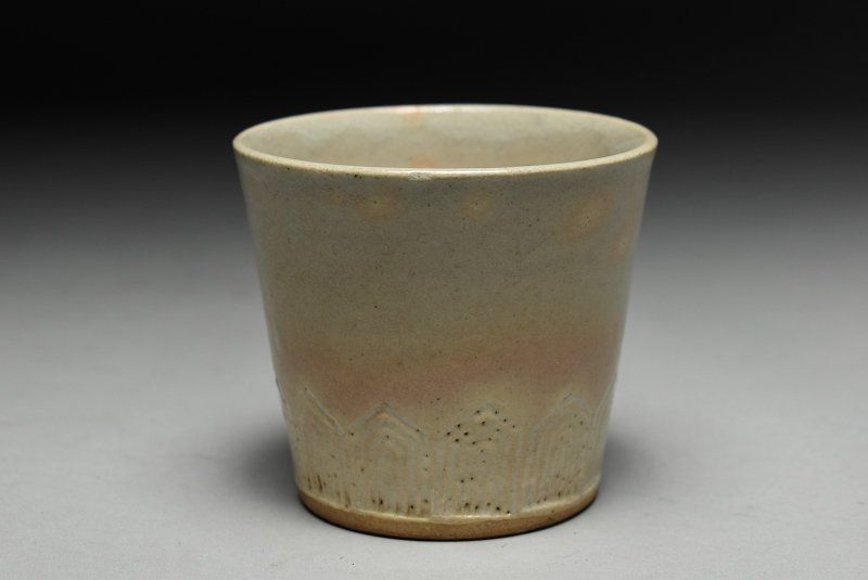 蔵A 4960 萩焼 剣先大猪口 当時箱 江戸時代 アートパネル 陶芸 