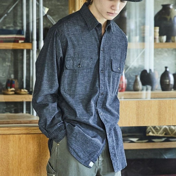 orslow オアスロウ Black Chambray Work Shirt 01-8064-61