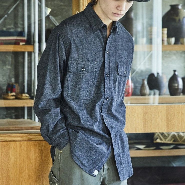 orslow オアスロウ Black Chambray Work Shirt 01-8064-61 ブラック シャンブレー ワークシャツ 新品 -  メルカリ