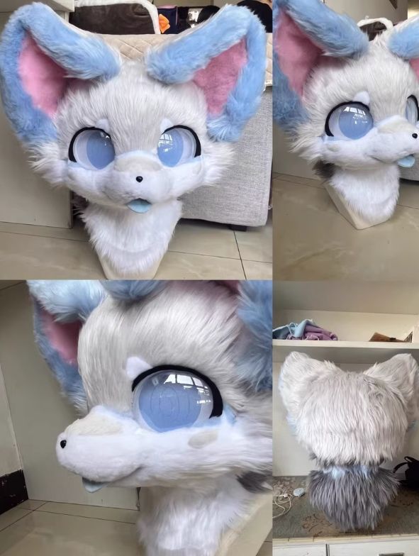 着ぐるみヘッド キツネ NO.117 水色 ブルー 全頭ヘッド ケモノ ファースーツ ぬいぐるみ コスプレ コスチューム kigurumi