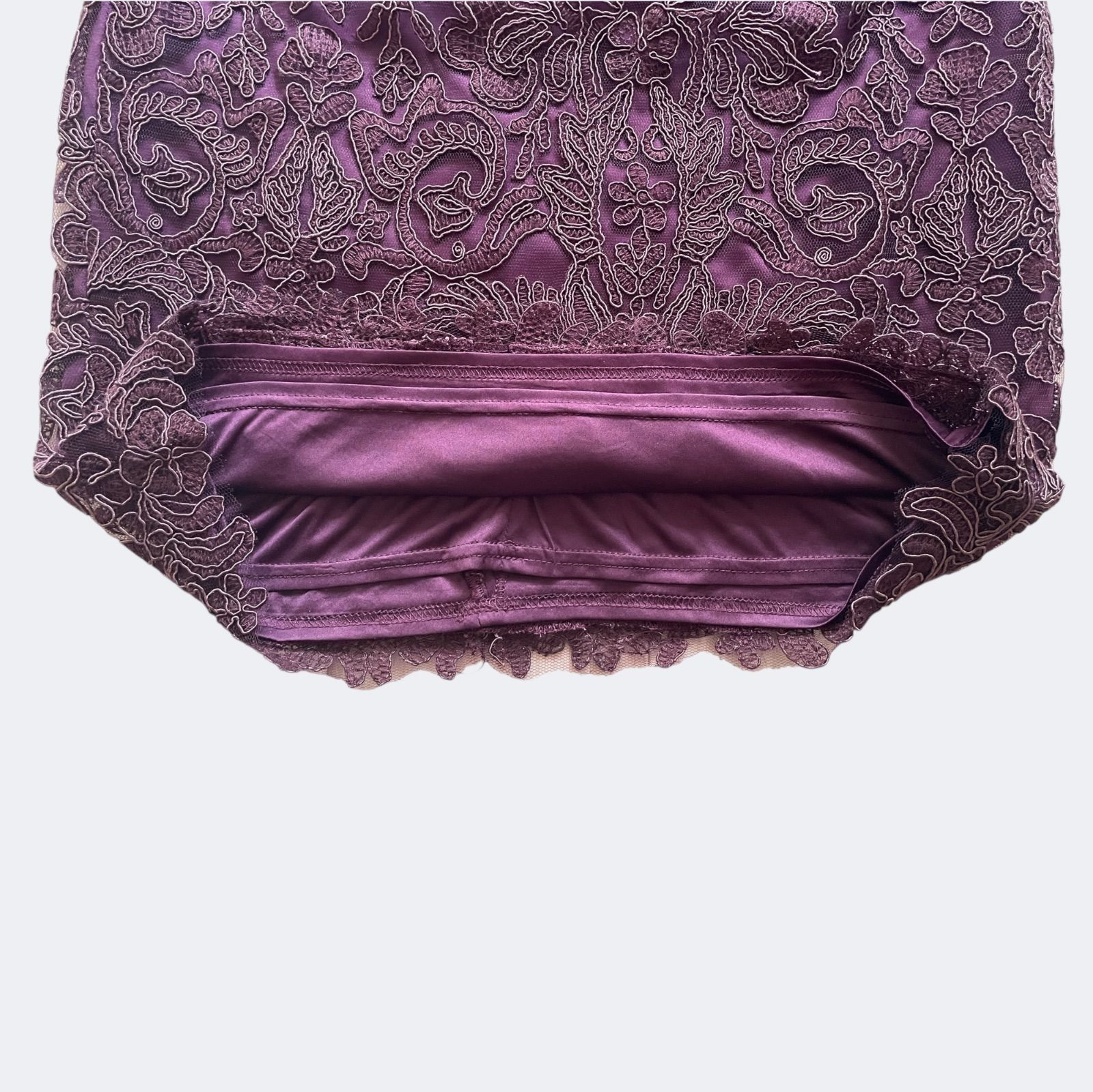 ◆TADASHI SHOJI タダシショージ 上品大人ボルドーお花刺繍の総レースタイトワンピース M-Lサイズ WWW_MORNINGWALKER_COM