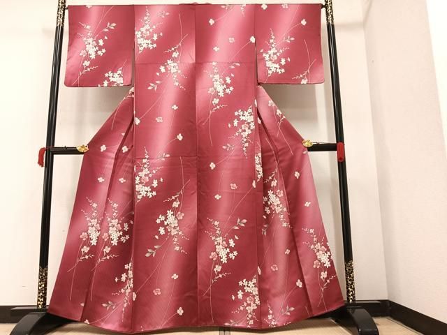 裄65 辻ヶ花 付け下げ 紋なし 叩き染め 正絹 暈し染め 着物U-6902