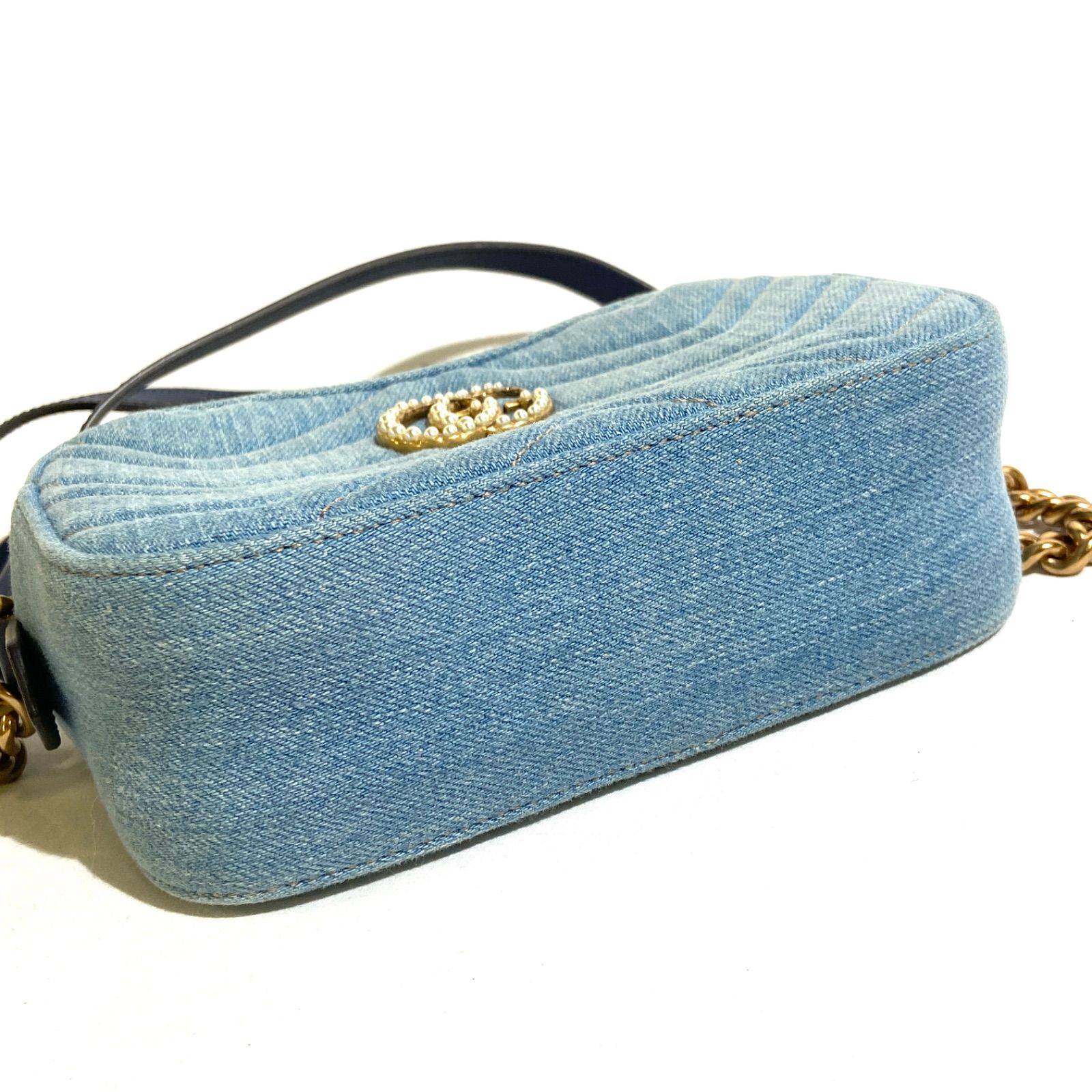 GUCCIグッチ GGマーモント ブルー ショルダーバック ハンドバッグ GUCCI グッチ GGマーモント 476433 キーリング付きスーパーミニ