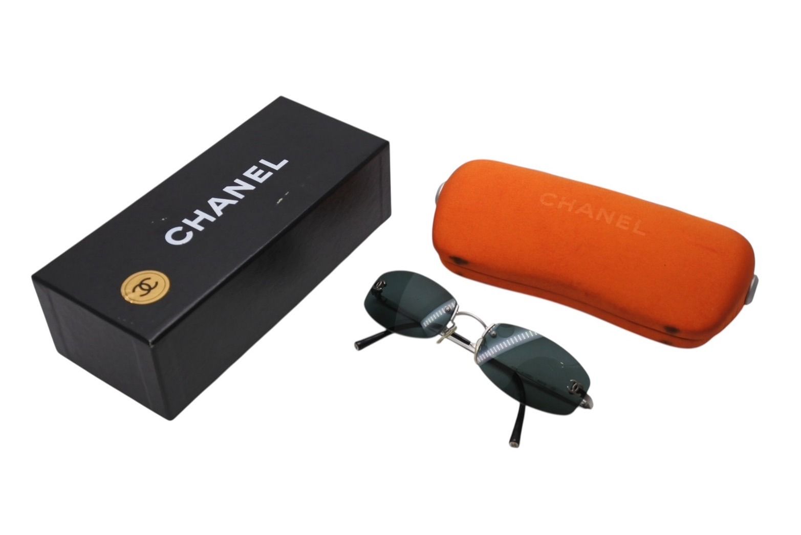 CHANEL シャネル リムレス サングラス ココマーク ワインレッド系