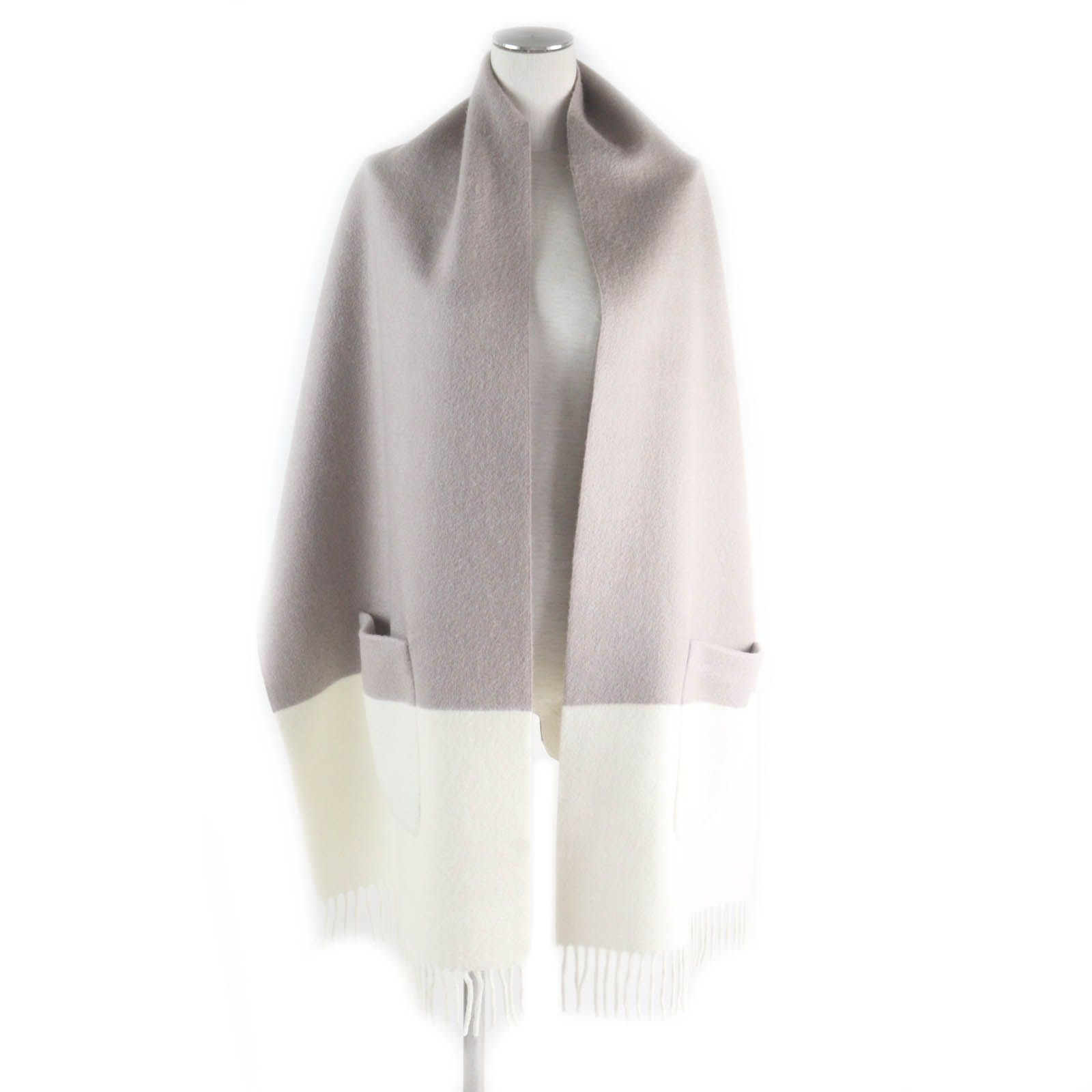 極美品☆HERMES エルメス カシミヤ シルク フリンジ付