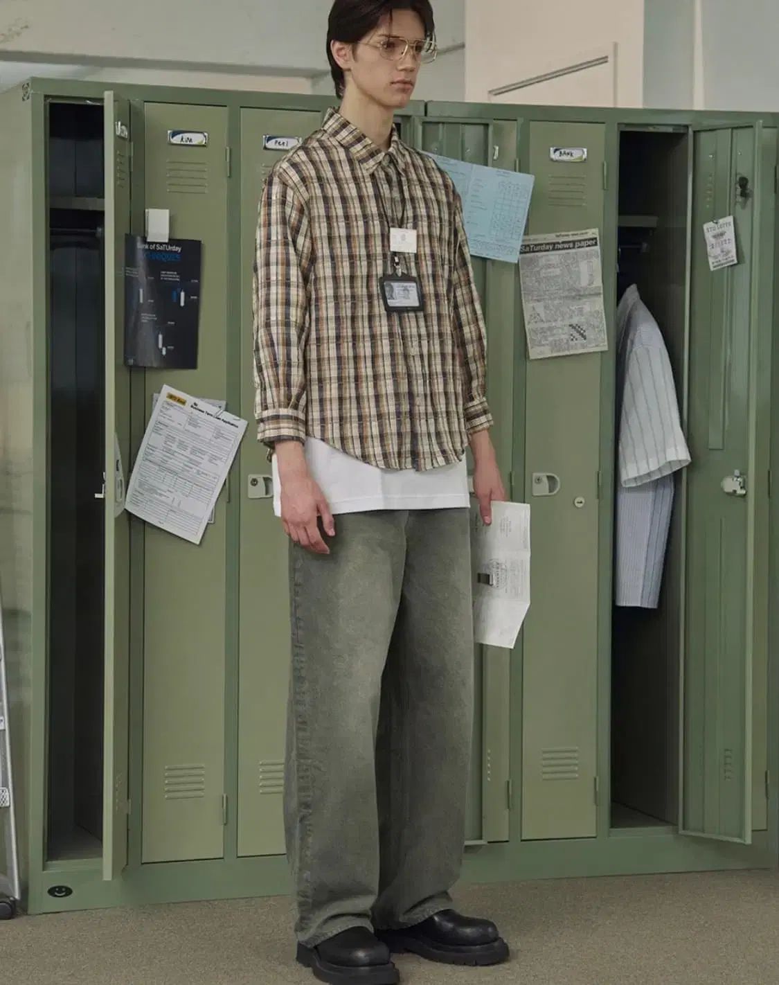 stu マルチ シャツ チェック柄 multi check shirts L