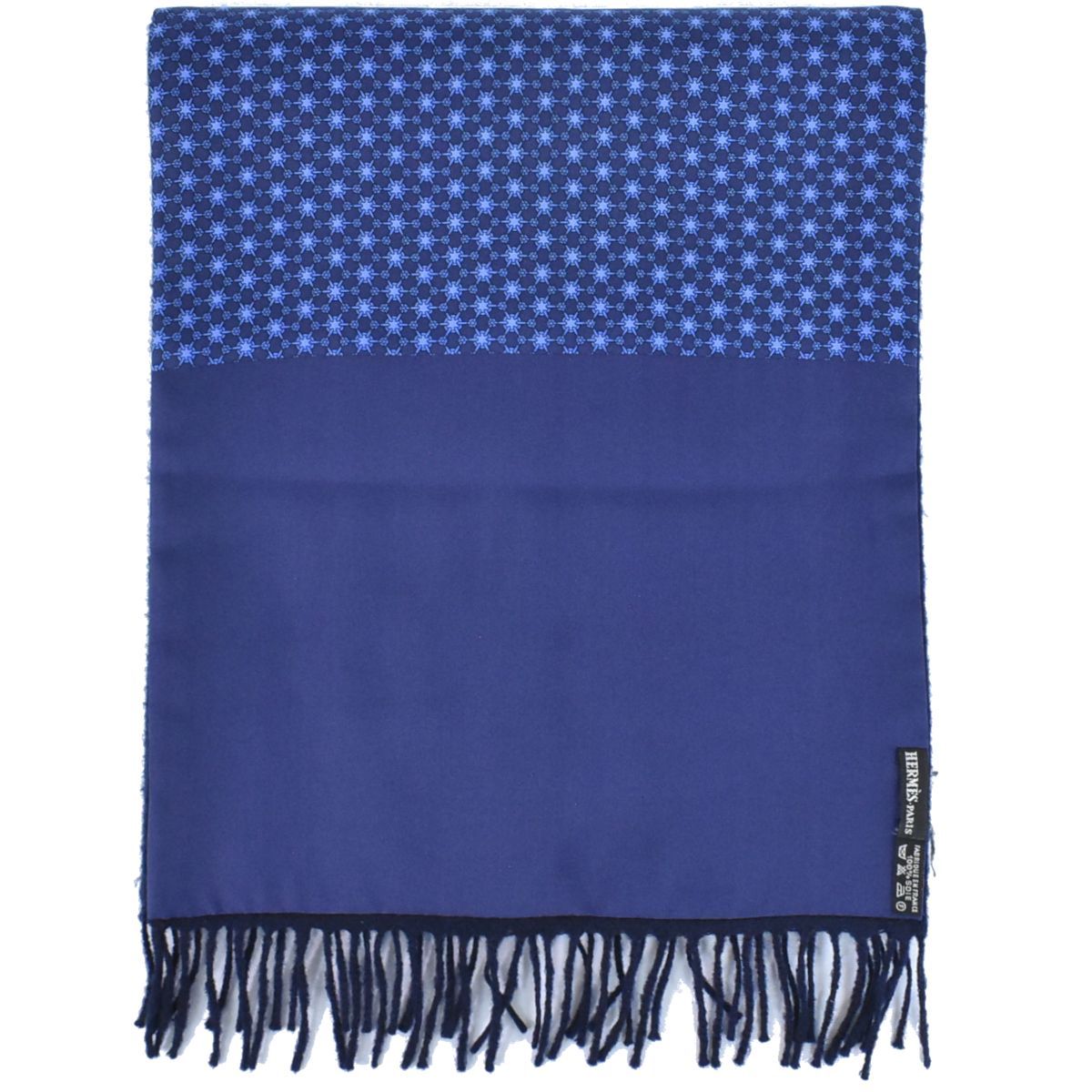 本物 エルメス HERMES シルク カシミヤ ウール マフラー ネイビー ブルー 服飾小物 フォロー割