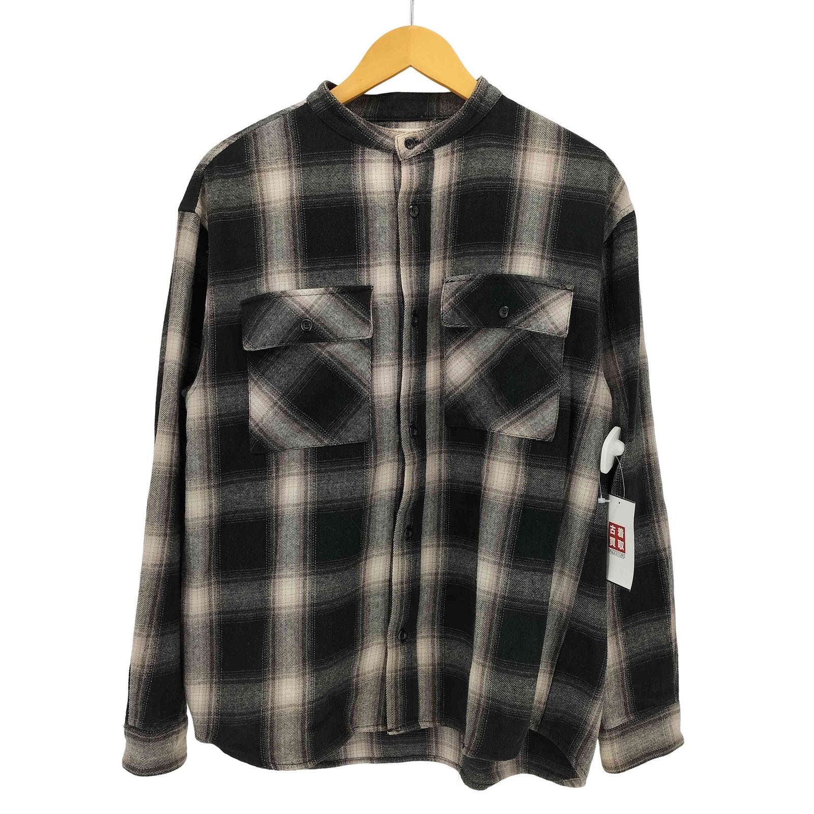 アズールバイマウジー AZUL by moussy NO COLLAR CHECK SHIRT オンブレ 