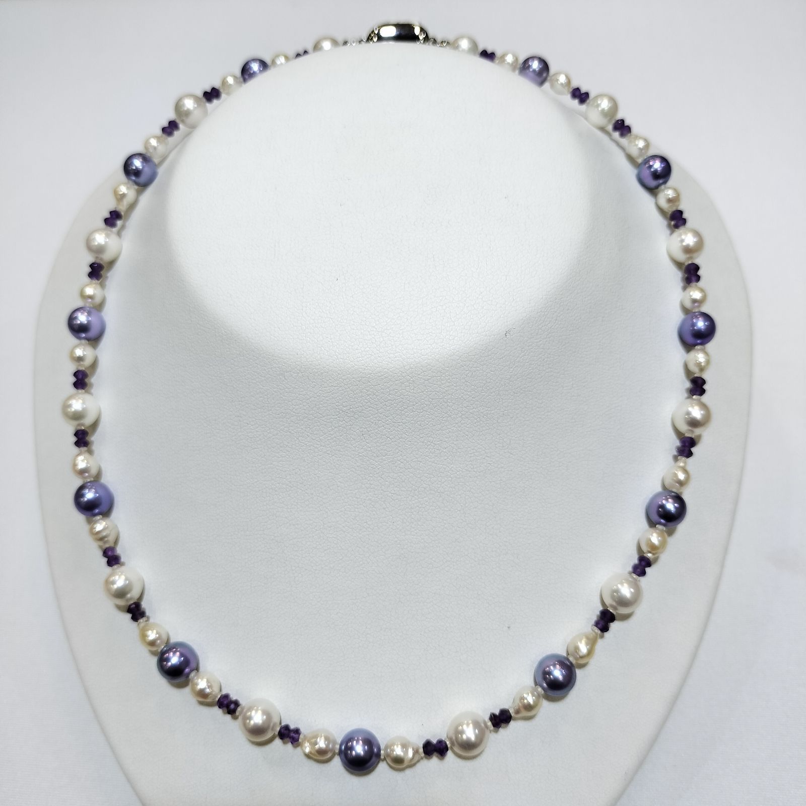 SV AKOYA ナチュラル 停 無調色 アコヤパール バロック ロング ネックレス 