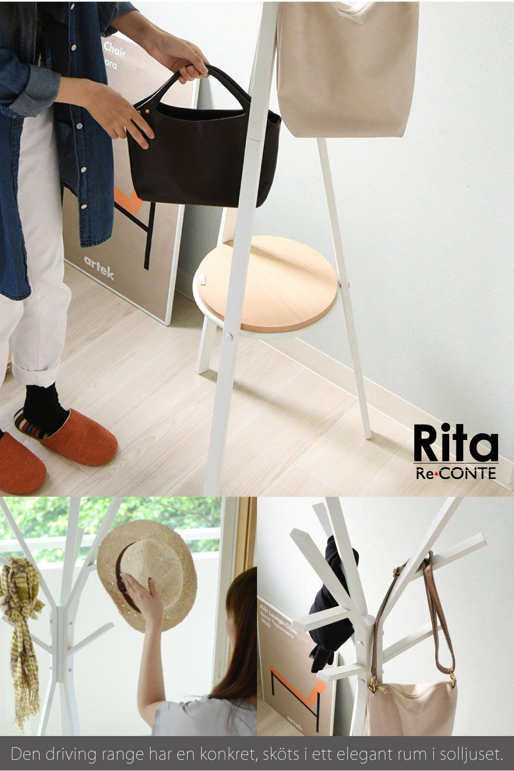 数量 家具 ミッドセンチュリー ブルックリンスタイル スチール 木製 モダン バッグ デザイン おしゃれ 掛け 北欧 ラック ブラック ハンガー ポールハンガー DRT-1006-BK Rita JKプラン