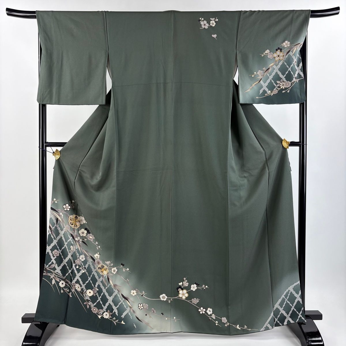 平和屋着物■訪問着　刺繍　道長草花文　暈し染め　金糸　金彩　正絹　逸品　AABD9503st 暈し染め 正絹 刺繍 道長草花文 CAAH4666yc 作家物