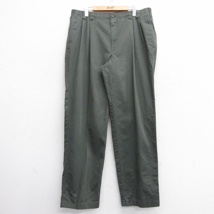 W38/古着 HAGGAR パンツ メンズ 90s コットン 濃緑 グリーン spe 25mar01 中古 ボトムス ロング