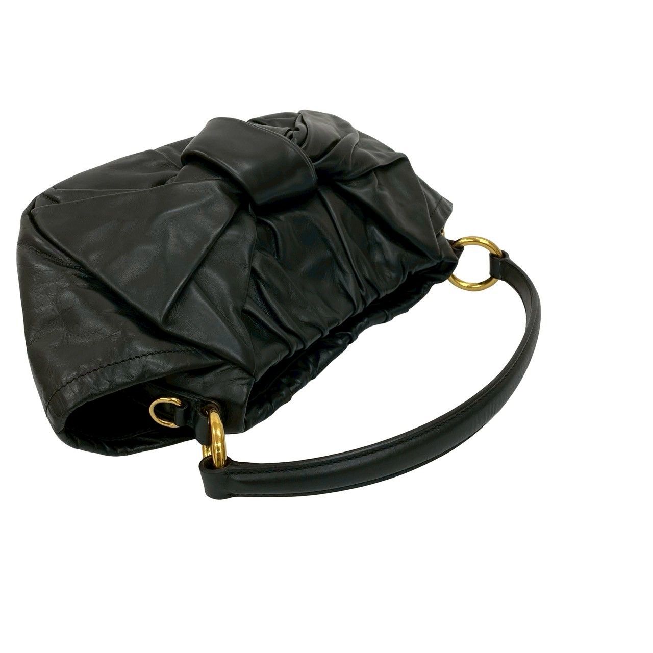 極 美品 プラダ 三角ロゴ 金具 サテン トートバッグ ハンドバッグ ブラウン. PRADA 極 美品 プラダ 三角ロゴ 金具 リボン モチーフ レザー