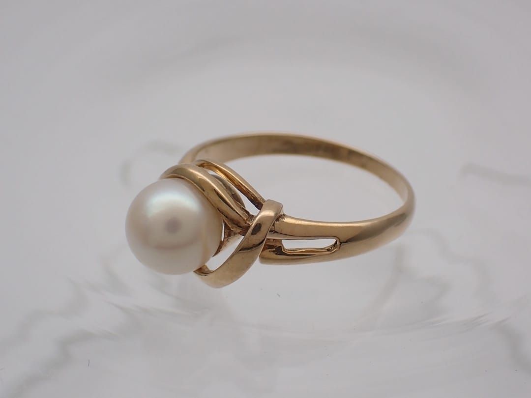 K18 イエローゴールド パールリング 11号 6.7mm 2.65g 中古B+ C-9215