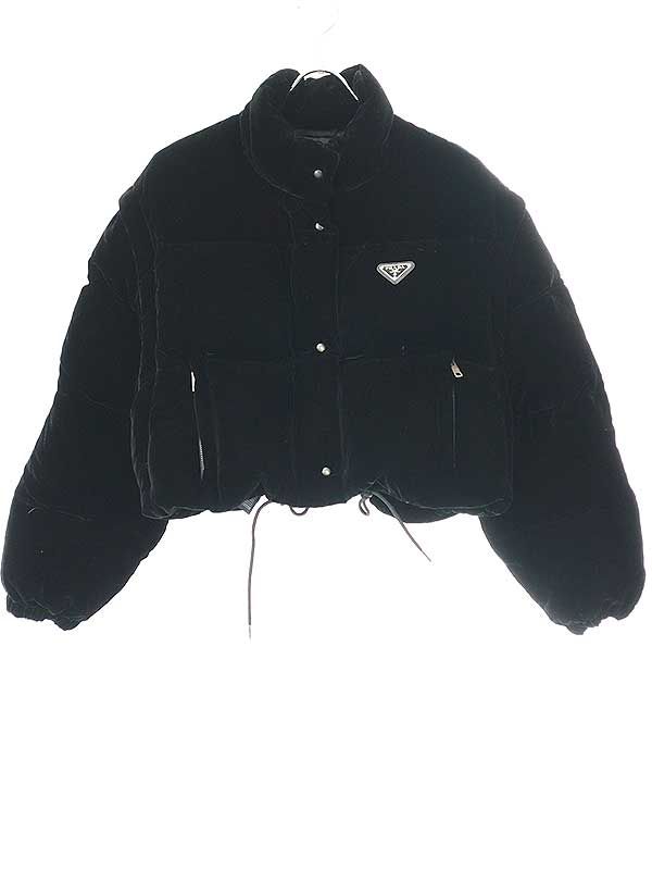 PRADA＊コンバーチブル クロップド ベルベット ダウンジャケット PRADA☆コンバーチブルクロップドベルベットダウンジャケット
