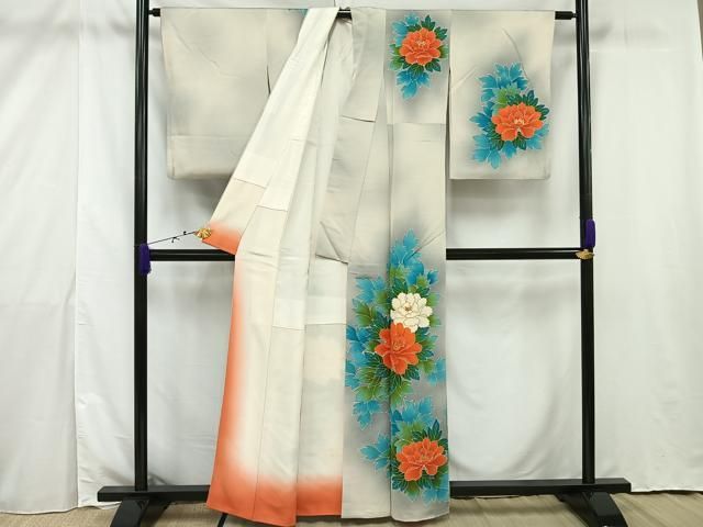 平和屋着物●訪問着　絞り　手描き　草花文　金銀彩　正絹　逸品　DAAQ3162ps 平和屋着物○訪問着 絞り 手描き 草花文 金銀彩 正絹 逸品 DAAQ3162ps