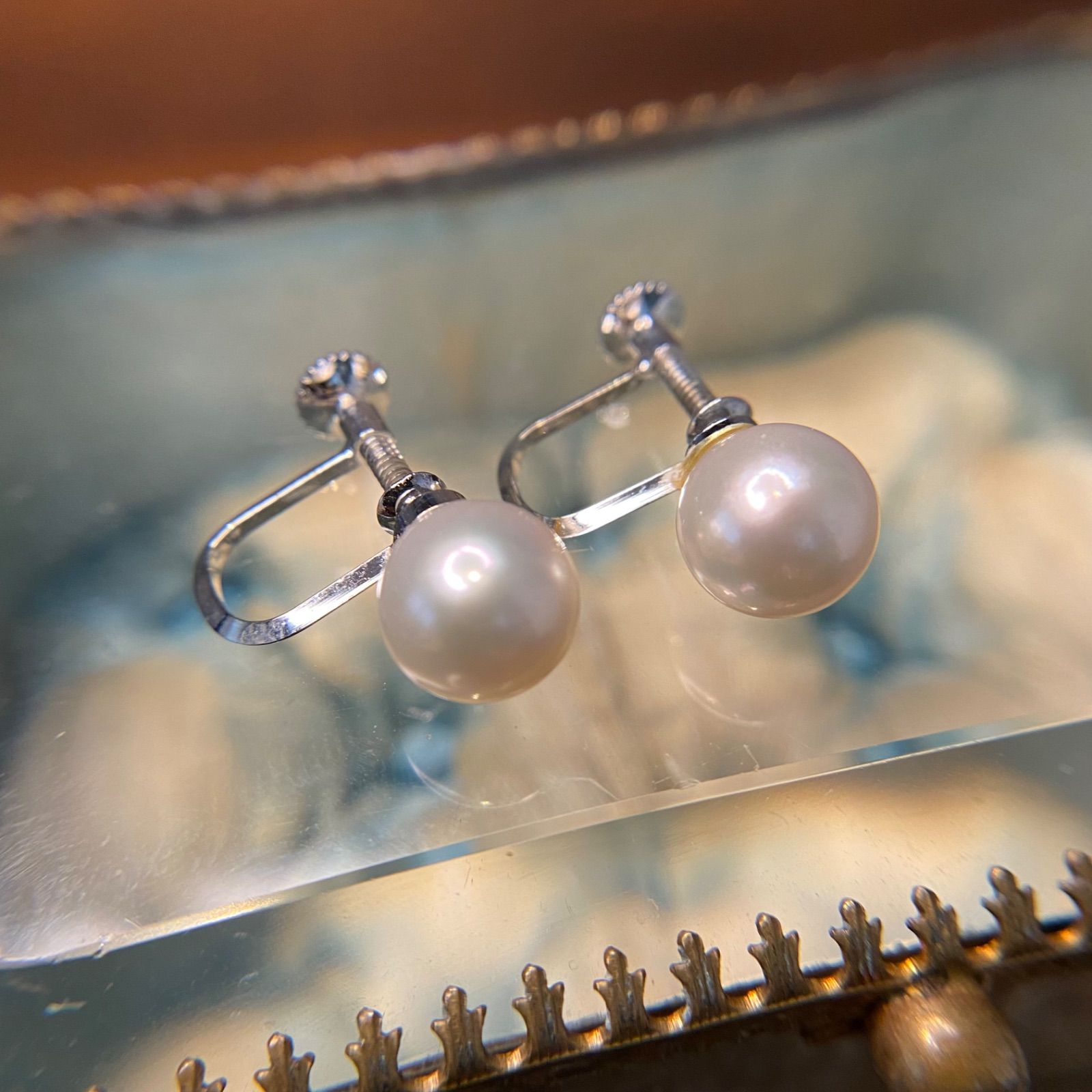 買取店 SILVER 本真珠8mm パール イヤリング C2061