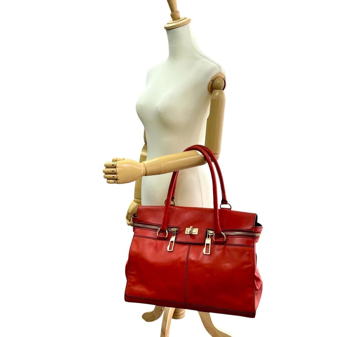 美品 マックスマーラ ハンドバッグ マルゴー レザー レッド 美品 マックスマーラ ハンドバッグ マルゴー レザー レッド