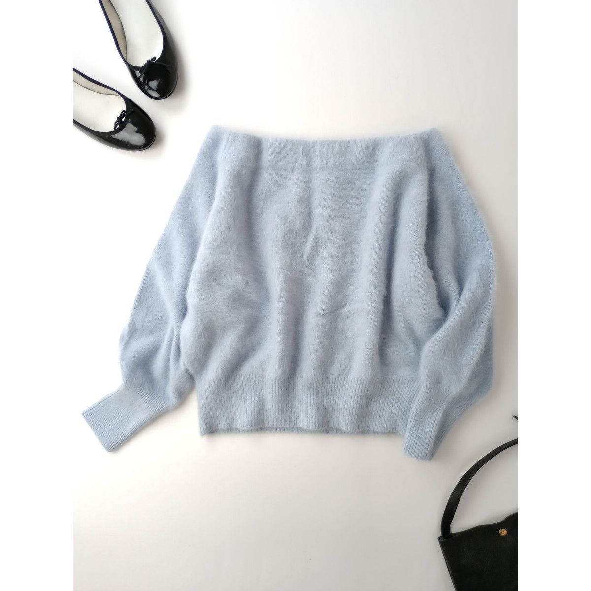 定価27500円 La boutique BonBon ラブティックボンボン ヘアリー ウール カシミヤ混 オフショル ニット セーター 長袖 82T＋3762 25A