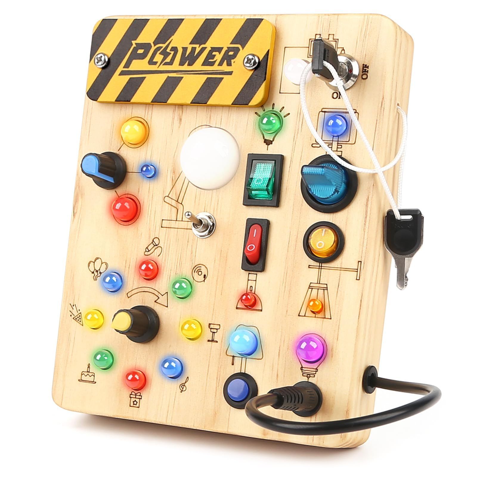 【新着商品】3歳誕生日プレゼント男の子 2 女の子 1 知育玩具 知育玩具 LED ビジーボード おもちゃ モンテッソーリ 指先知育 Joyreal 早期開発