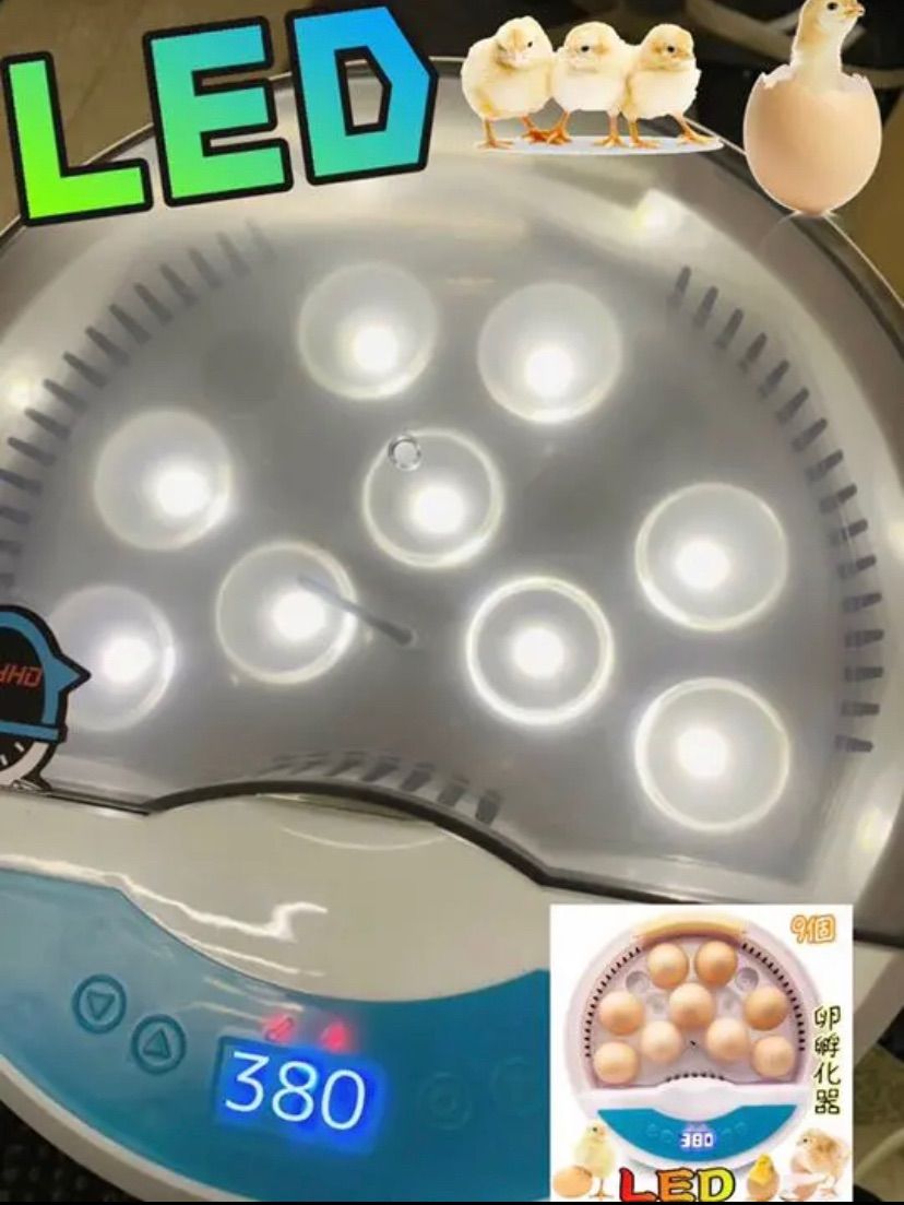 孵化器　LED-9 インキュベーター　検卵機能付　ふかき 自動孵卵器 インキュベーター LED 自動孵化器 検卵ライト内蔵