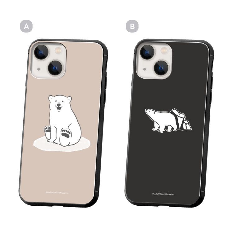 【F】【3cm】  iPhone14Pro iPhone 14Pro ガラス ハイブリッド スマホケース アイフォン14プロケース カバー  ハルクマ シロクマシンプル デザイン TPU 耐衝撃 背面ガラス 9H 【受注生産】