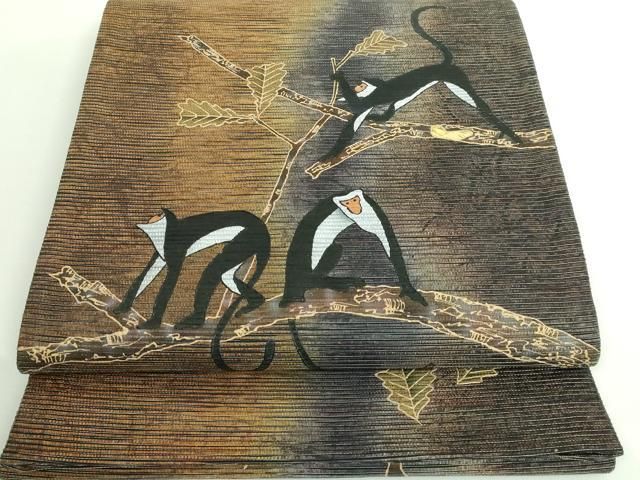 平和屋着物■極上　伝統工芸作家　佐藤暢芳　太鼓柄袋帯　螺鈿箔　ノドジロオマキザル　手もみ引箔　さが美扱い　逸品　DZAA8952kh5 平和屋着物□極上 伝統工芸作家 佐藤暢芳 太鼓柄袋帯 螺鈿箔 ノドジロ