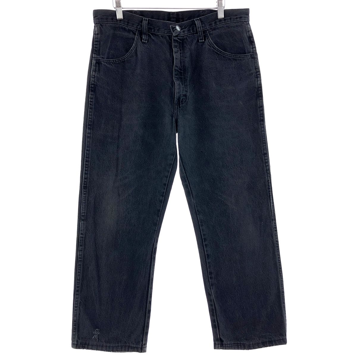 古着 RUSTLER ブラックストレートデニムパンツ メンズw34/taa003794