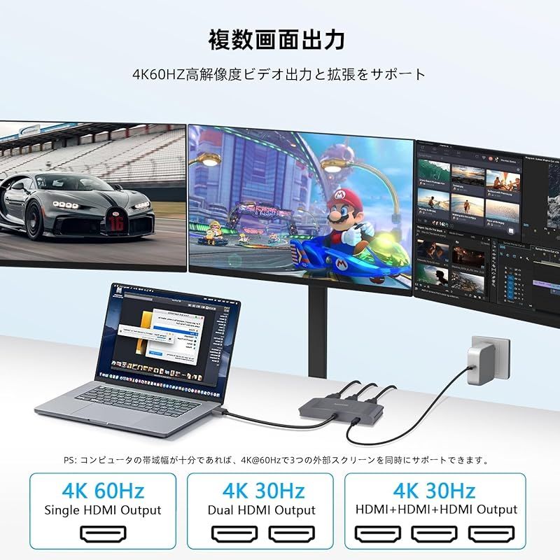 DisplayPort to 3 HDMI MST ハブ 3ポート 4K 60Hz DisplayPort 1.4 スプリッター モニター DisplayPor t 拡張 HDM I 分配器 ミラーモード 拡張モード対応 CHRISTIANNAURATH_COM_BR