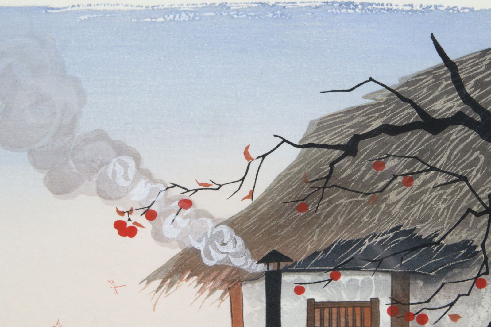 中島潔 「あかね雲 とんぼの思い出」 木版画 直筆サイン 古美術