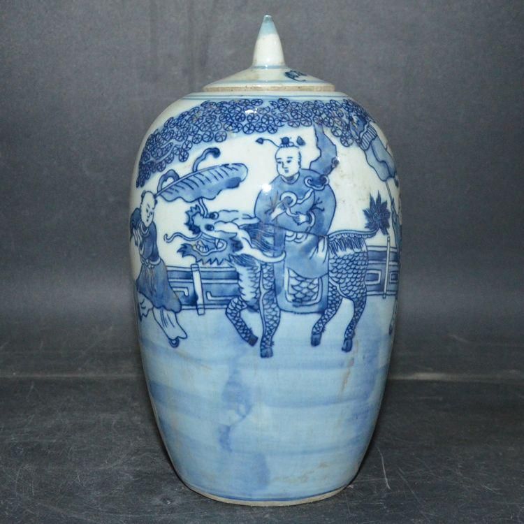 中国美術  青花三星冬瓜壇  景徳鎮 陶磁器 装飾品 現代工芸品 美術品 置物 中国美術 青花三星冬瓜壇 景徳鎮 陶磁器 装飾品 現代工芸品 美術