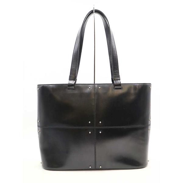 トッズTODSトートバッグブラックスタッズ本革黒ショルダーバッグ