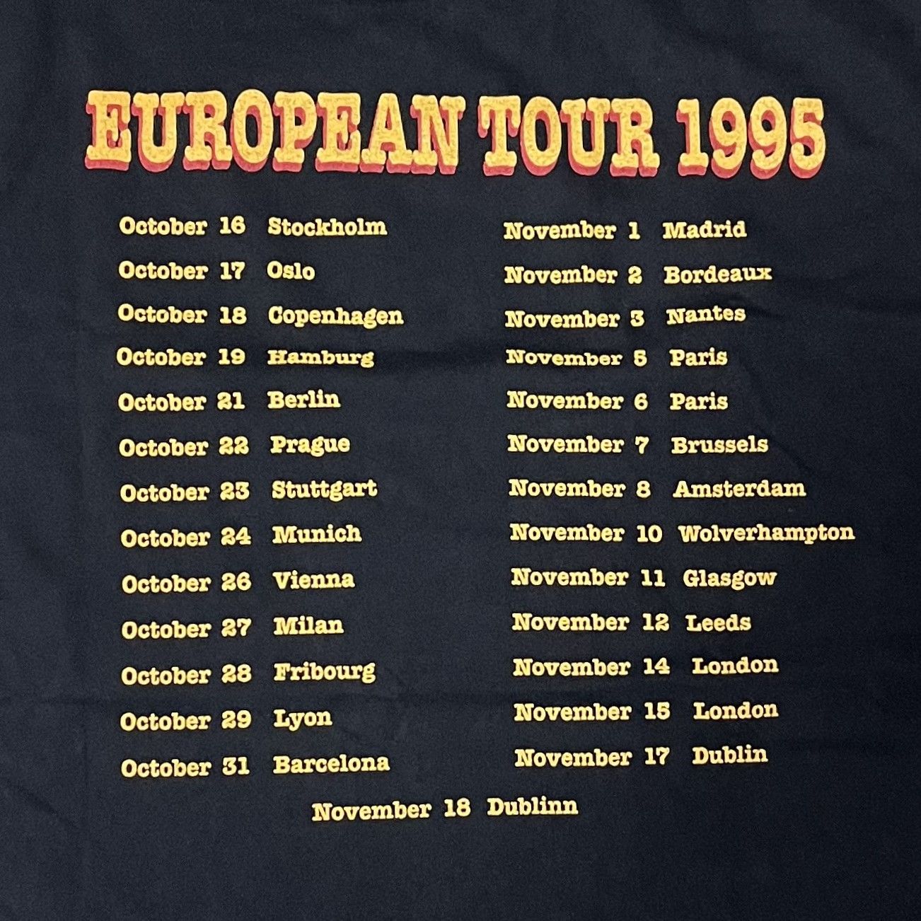 FOO FIGHTERS / フーファイターズ Tシャツ EUROPEAN TOUR 1995 - メルカリ