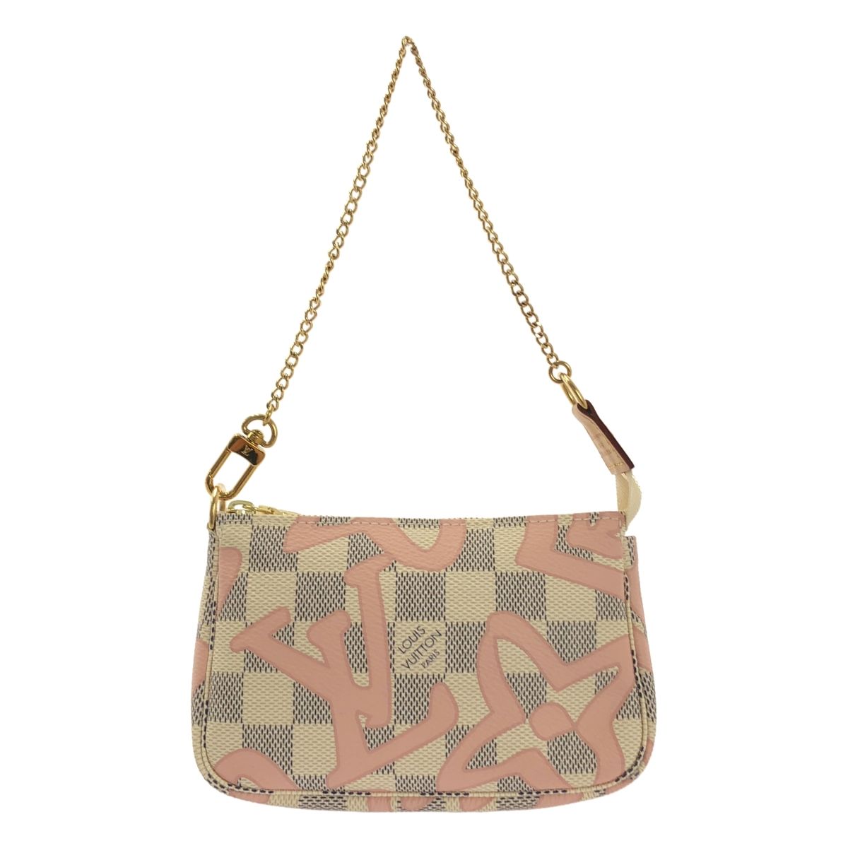 Louis Vuitton ルイヴィトン N60051 ダミエ アズール アクセソワール チェーン ミニポシェット ハンドバッグ ホワイト ピンク レディース
