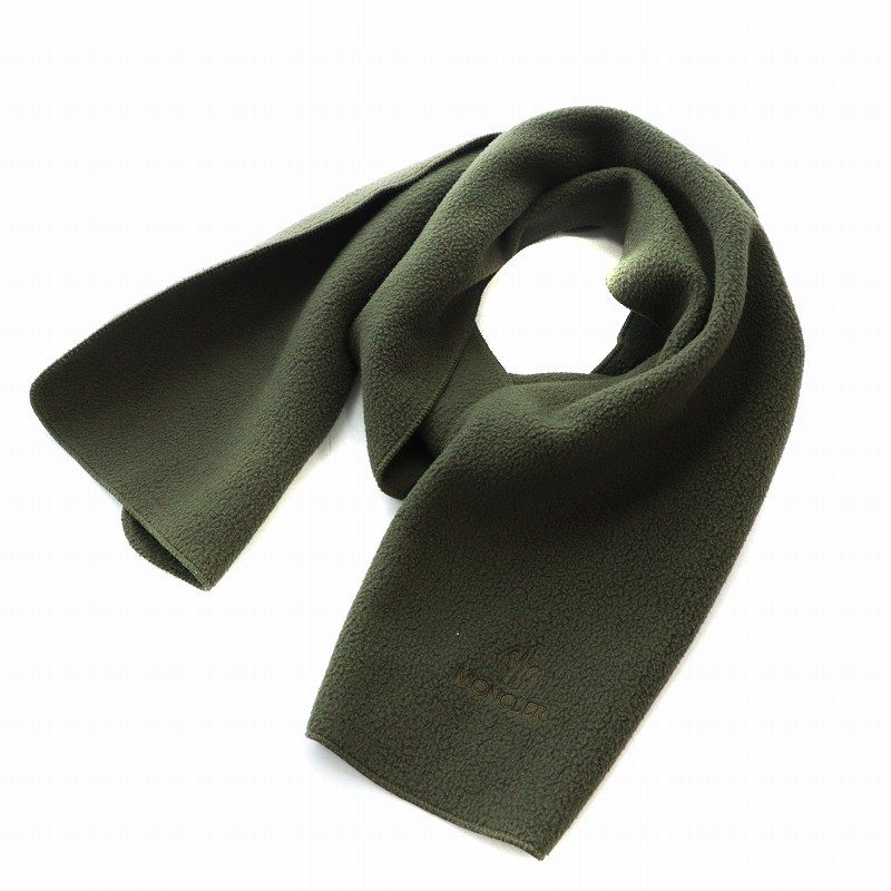 モンクレール MONCLER HUSKY ハスキー フリースマフラー ロゴ刺繍 カーキ /AQ ■OH