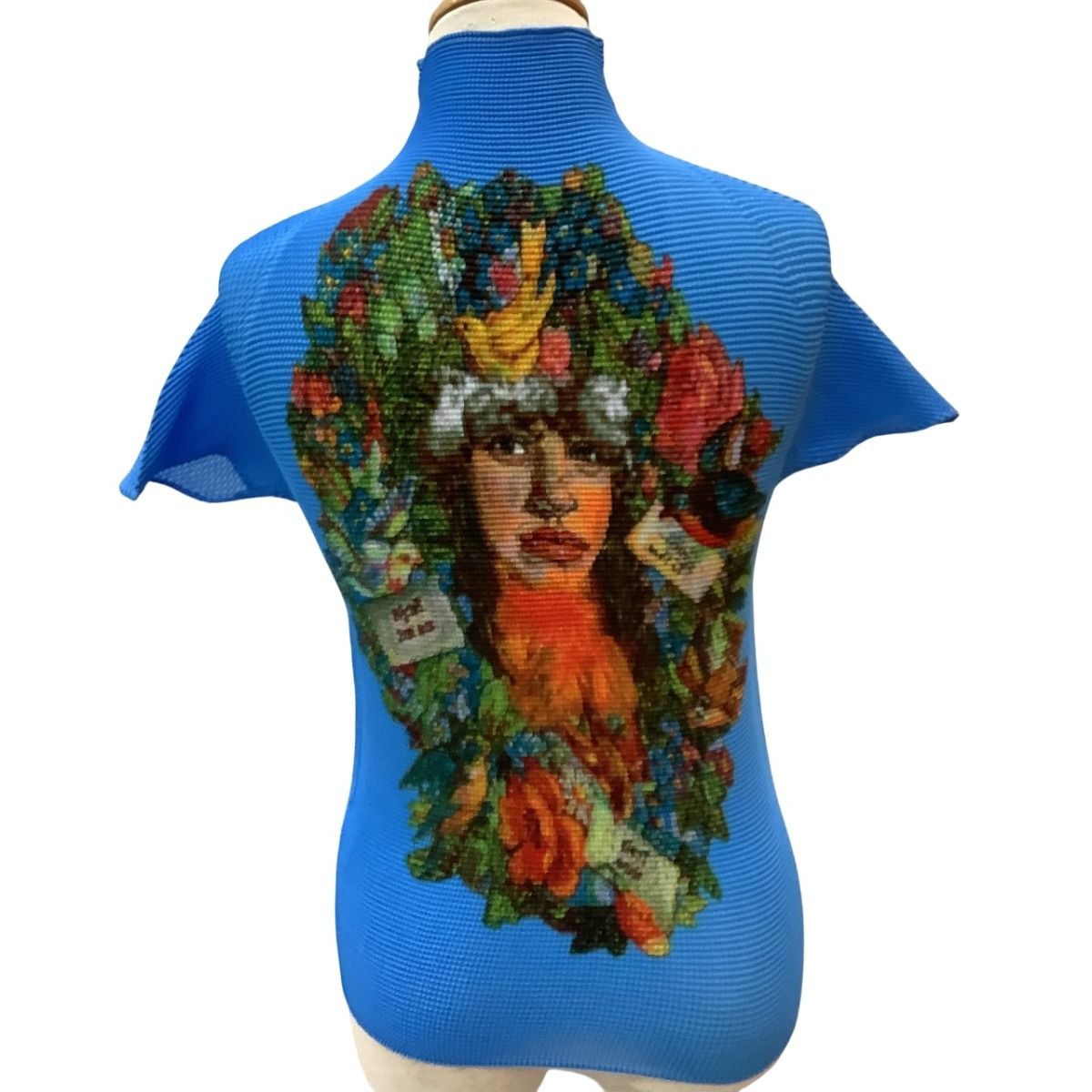 ♪♪ISSEY MIYAKE PLEATS T. イッセイミヤケ 超 カットソー SIZE 3 絵画 PP16-FK338 ブルー