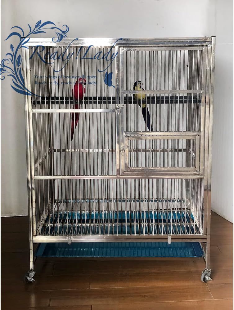 品質保証の 大型 鳥かご セキセイインコケージ 手乗りインコ ステンレススチールシャーシが付属 ステンレス製 94*64*120cm 日よけ付き