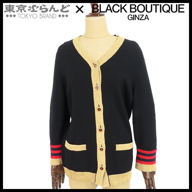 シャネル CHANEL ココマークボタン Vネック 長袖ニットカーディガン 09A P36174K02177 ブラックxゴールド カシミヤ ナイロン ダブルポケット 34 トップス レディース 014001255