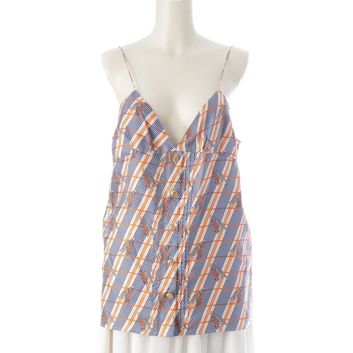 グッチ シルク キリン ジラフ 総柄 キャミソール トップス 582076 マルチ 42