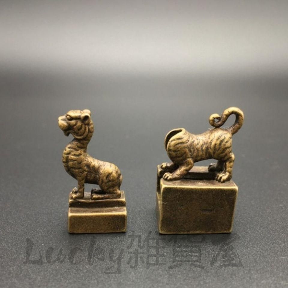 銅製 四大神獣 青龍 白虎 朱雀 玄武 子母印章 書道具 文房具